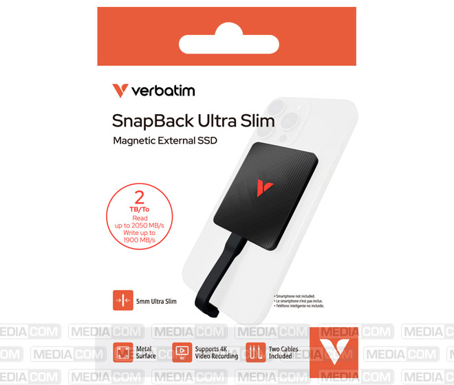 SSD SnapBack UltraSlim 2TB, inkl. 2 Kabel, USB-C, schwarz