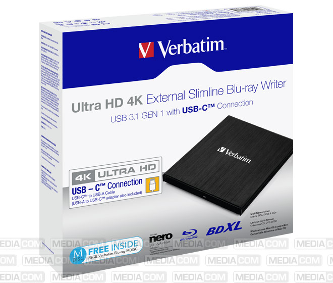 Blu-ray Recorder, USB 3.1, A-C, 6x/8x/24x, Slimline