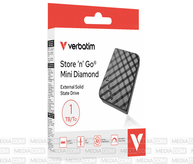 SSD 1TB, USB 3.2, Typ A-C, Mini Diamond, schwarz SSD 1TB, USB 3.2, Typ A-C, Mini Diamond, schwarz