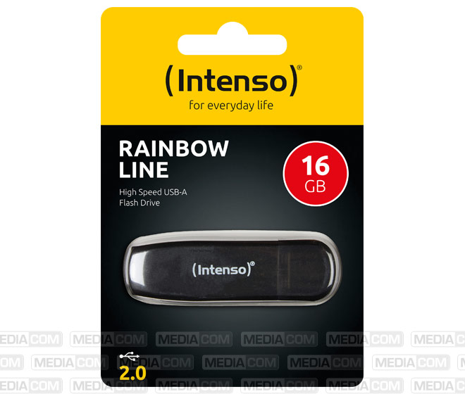 USB 2.0 Stick 16GB, Rainbow Line, schwarz