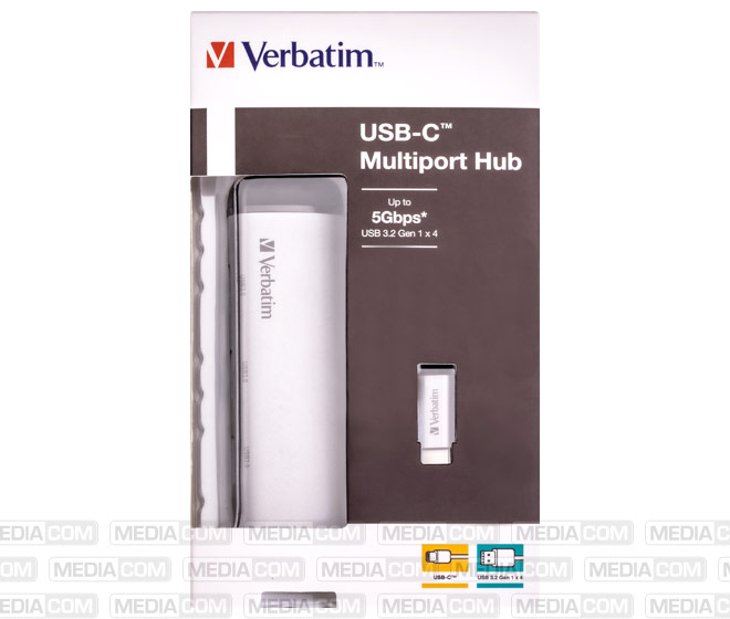 Hub, USB 3.1-C, Multiport 4x USB 3.2 Gen.1, silber