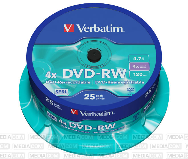 DVD-RW 4.7GB/120Min/4x Cakebox (25 Disc)