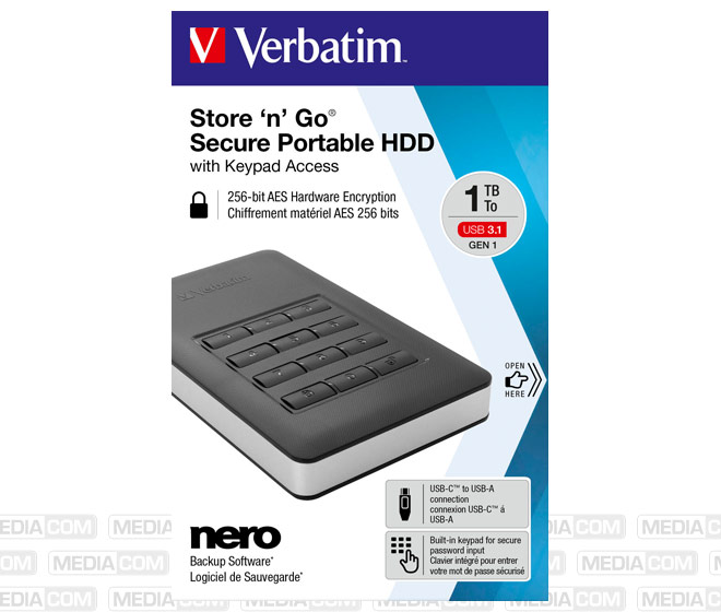 Festplatte 1TB USB 3.1, A-C, 6.35cm (2.5''), schwarz