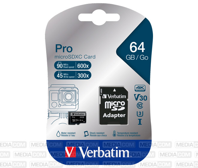 microSDXC-Card 64GB, PRO, U3, UHS-I, 4K UHD