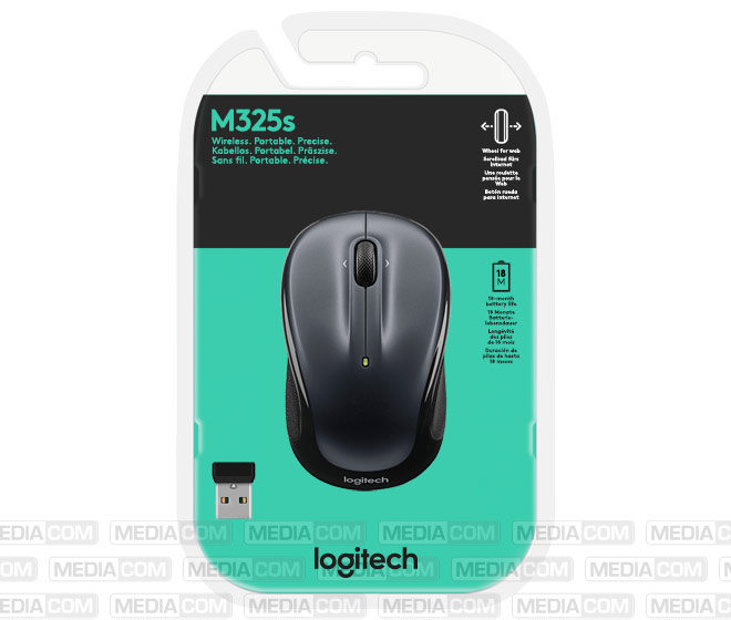 Maus M325s, Wireless, Dark Silver