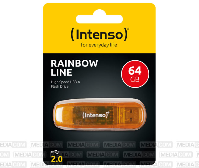 USB 2.0 Stick 64GB, Rainbow Line, orange