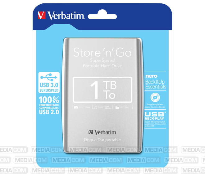 Festplatte 1TB, USB 3.0, 6.35cm (2.5''), silber