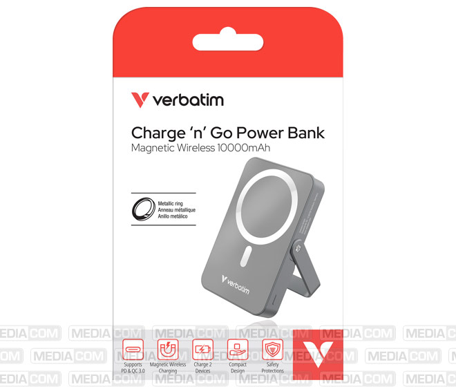 Akku Powerbank, 10.000mAh, Charge´n´Go, grau