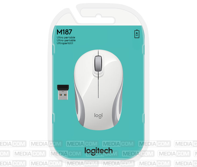 Maus M187, Ultra Portable, Wireless, weiss