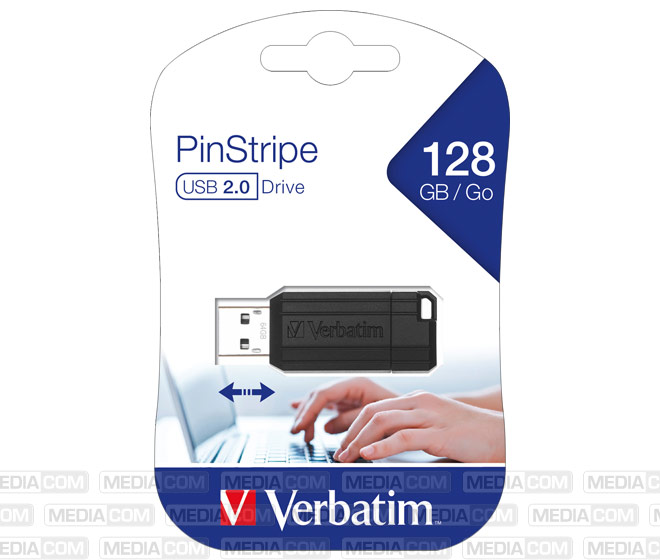 USB 2.0 Stick 128GB Pin Stripe, schwarz