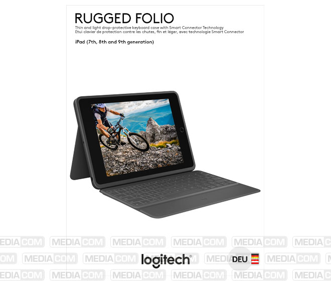 Tastatur Rugged Folio, Smart Connector, grafit