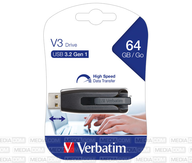 USB 3.2 Stick 64GB, V3 Drive, grau