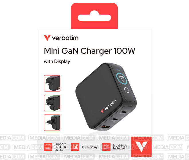 Ladeadapter, Mini GaN mit Display, 100W, schwarz