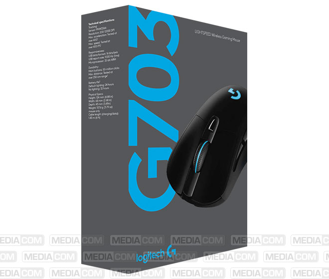 Gaming Maus G703, Lightspeed, Wireless, schwarz/blau