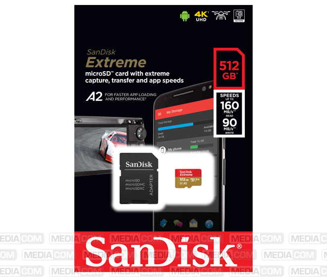 microSDXC Card 512GB, Extreme, U3, A2, 4K UHD