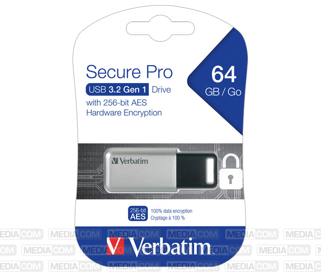 USB 3.0 Stick 64GB, Secure Pro, Silber