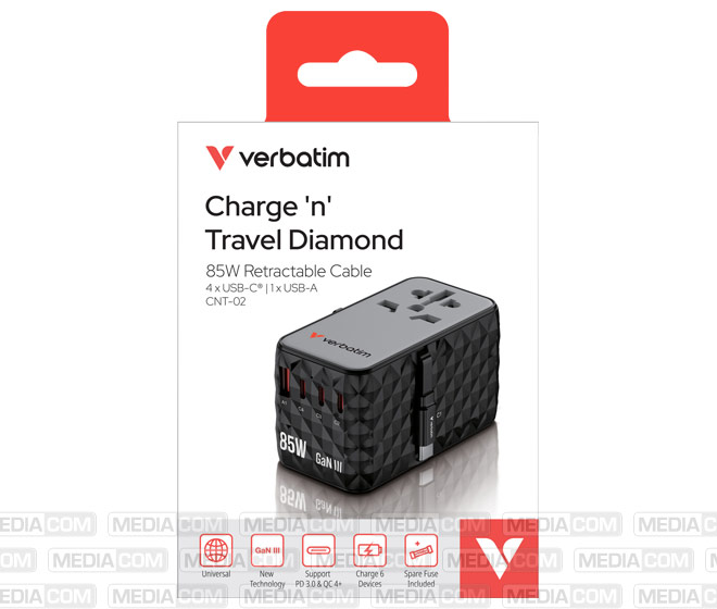 Ladeadapter, Charge'n'Travel, GaN III, 85W, USB-C Kabel integriert
