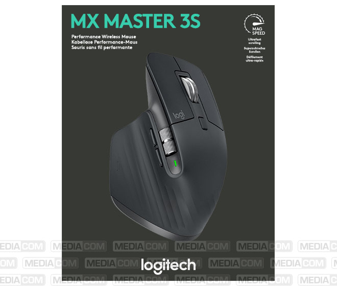 Maus MX Master 3S, Wireless, Bluetooth, grafit