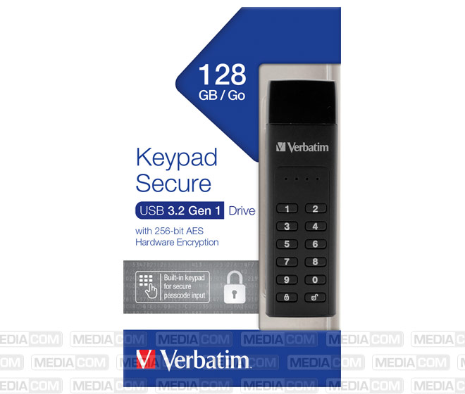 USB 3.2 Stick 128GB, Secure, Keypad, AES-256-Bit