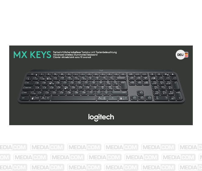 Tastatur MX Keys, Wireless, Unifying, Bluetooth, schwarz