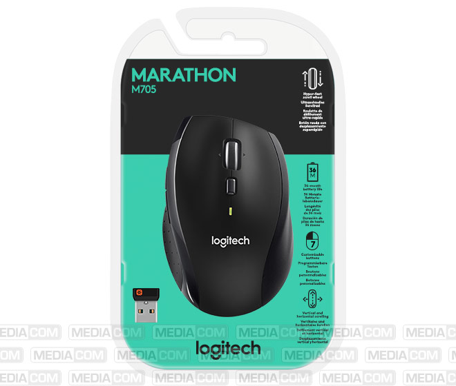 Maus M705, Marathon, Wireless, grau