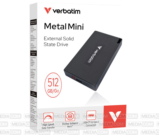 SSD 512GB, USB 3.2, Typ A-C, Metal Mini