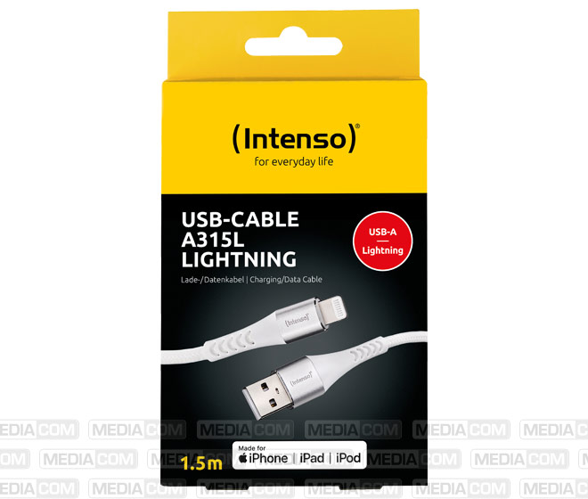 Ladekabel, USB-A/Lightning, 1.5m, weiss