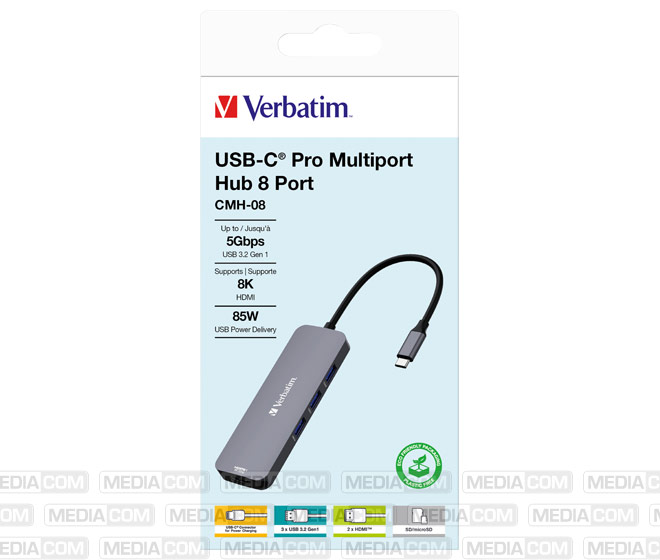 Hub, Multiport, CMH-08, 3x USB 3.2-A, USB 3.2-C