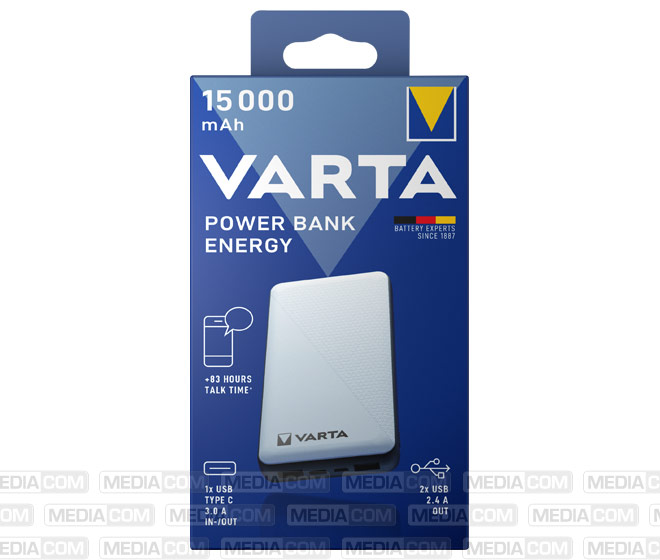 Akku Powerbank, 15.000mAh, Energy, weiss