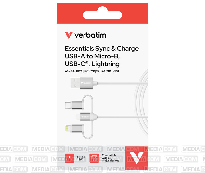 USB-Kabel Essentials, 3in1, USB 2.0, USB-A/USB-B/C