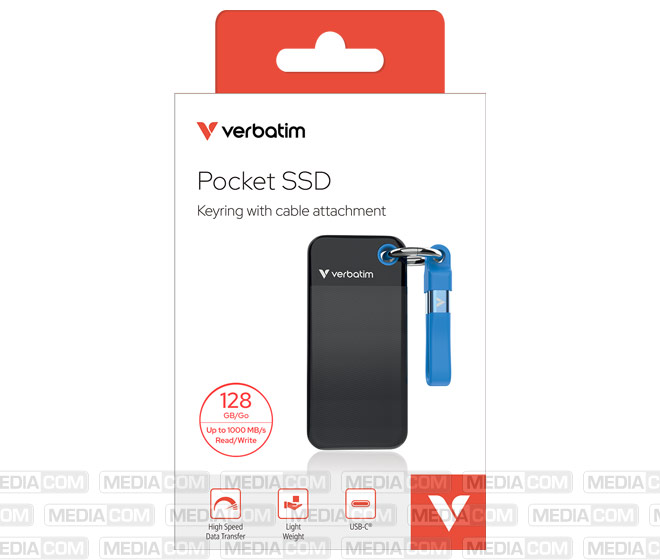 SSD 128GB, USB 3.2, Typ-C, Pocket, schwarz/blau