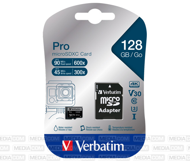 microSDXC-Card 128GB, PRO, U3, UHS-I, 4K UHD