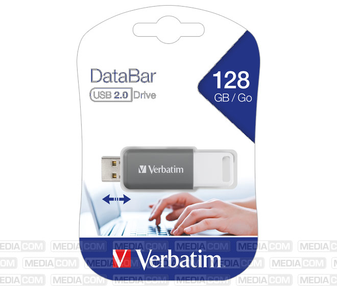 USB 2.0 Stick 128GB, DataBar, grau