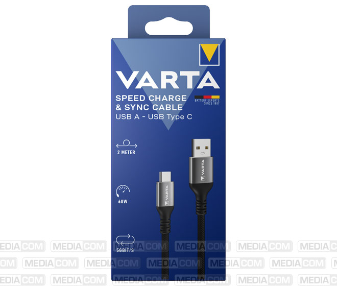 Ladekabel, USB-A/USB-C, 2.0m, schwarz