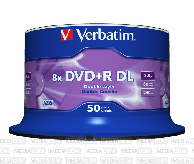 DVD+R DL 8.5GB/240Min/8x Cakebox (50 Disc)