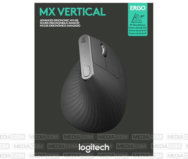 Maus MX Vertical, Wireless, Bluetooth, anthrazit