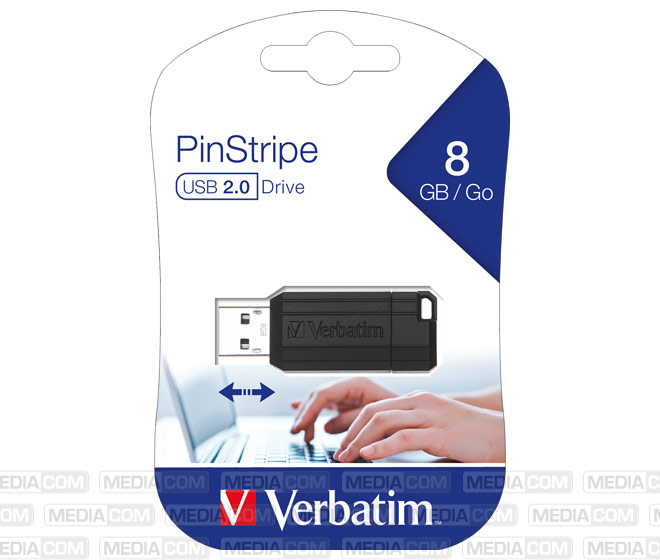 USB 2.0 Stick  8GB, PinStripe, schwarz