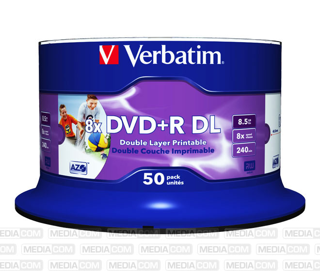 DVD+R DL 8.5GB/240Min/8x Cakebox (50 Disc)