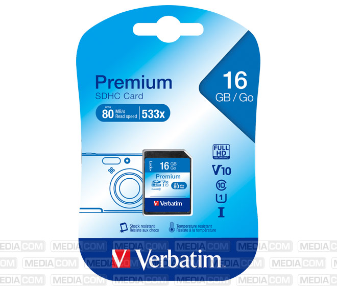 SDHC-Card 16GB, Premium, Class 10, U1, UHS-I