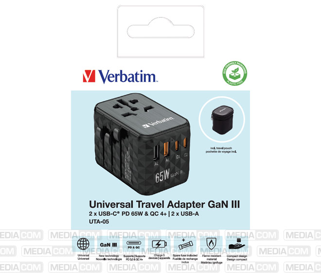 Ladeadapter, Universal Travel, UTA-05, GaN III, 65W