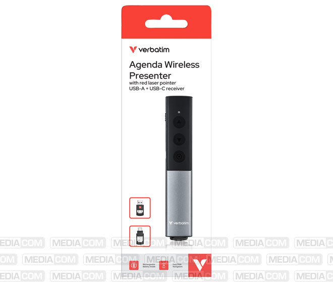 AGENDA Wireless Presenter, Akku, Alu silber	