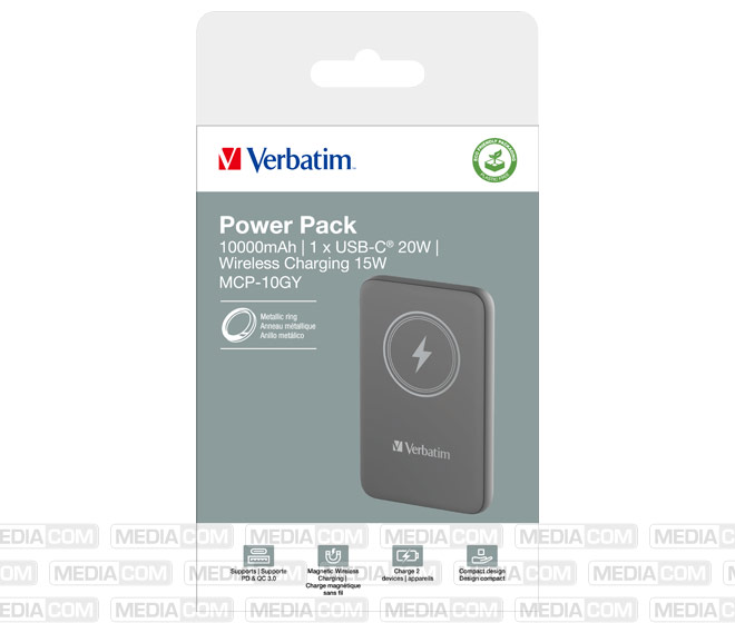 Akku Powerbank, 10.000mAh, MCP-10GY, grau