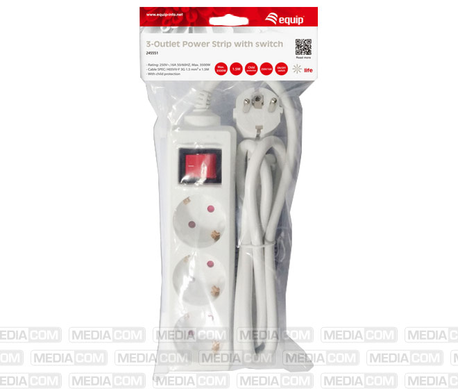 Steckdosenleiste, 3-fach, Schalter, Schuko 90°