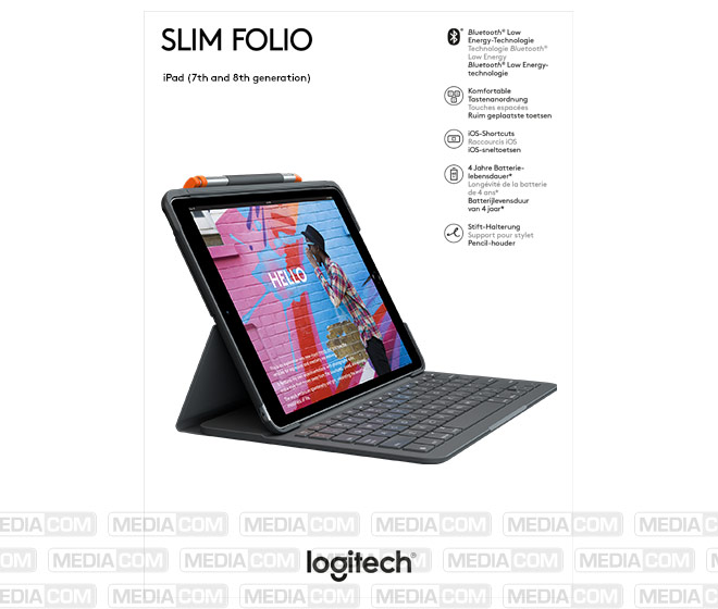 Tastatur Slim Folio, Bluetooth, grafit
