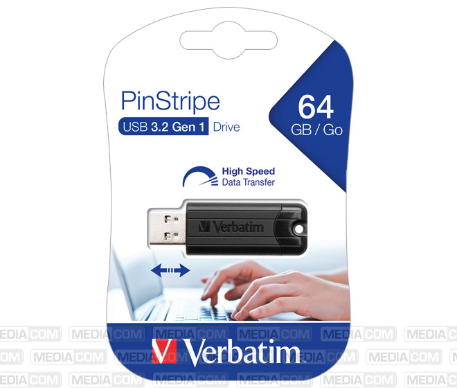 USB 3.2 Stick 64GB, PinStripe, schwarz