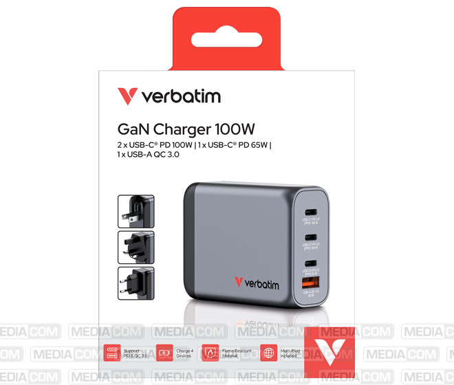 Ladeadapter, Universal, GNC-100, GaN, 100W, grau