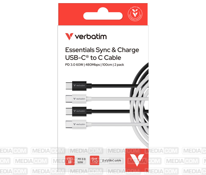 USB-Kabel Essentials, 2Pack, USB 2.0, USB-C/USB-C