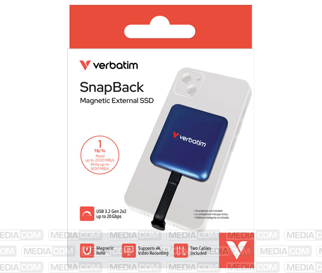 SSD SnapBack 1TB, inkl. 2 Kabel, USB-C, Blue Metallic