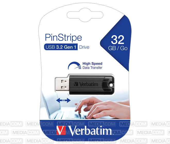 USB 3.2 Stick 32GB, PinStripe, schwarz