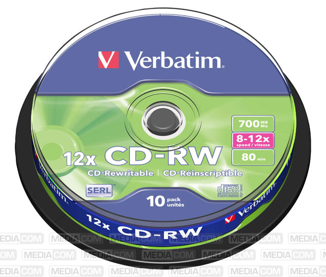 CD-RW 80Min/700MB/8-12x Cakebox  (10 Disc)